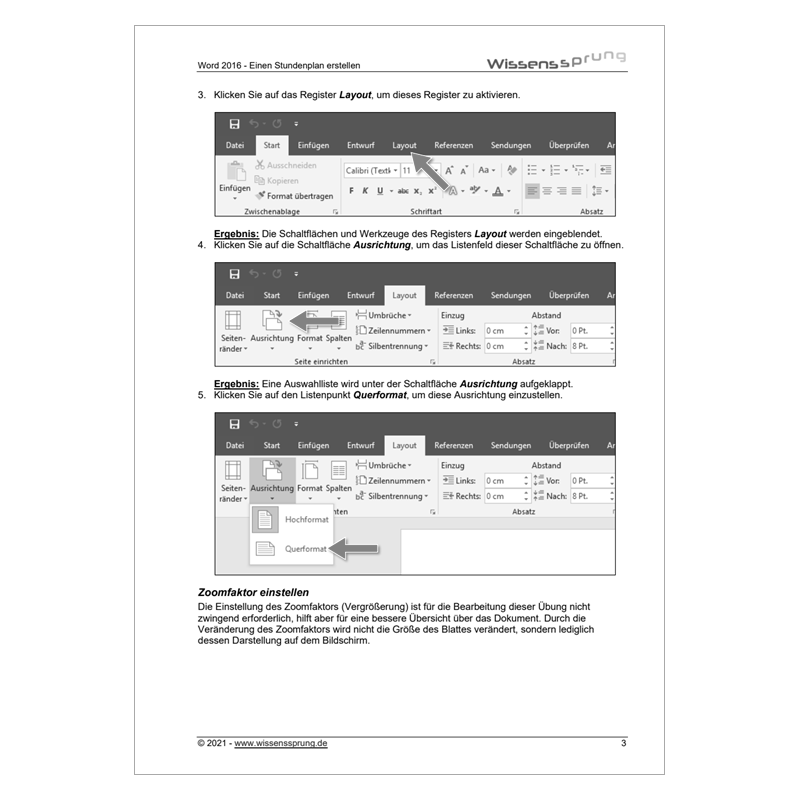 Word 2016 - Einen Stundenplan erstellen - Anleitung - S0108-P – Bild 2