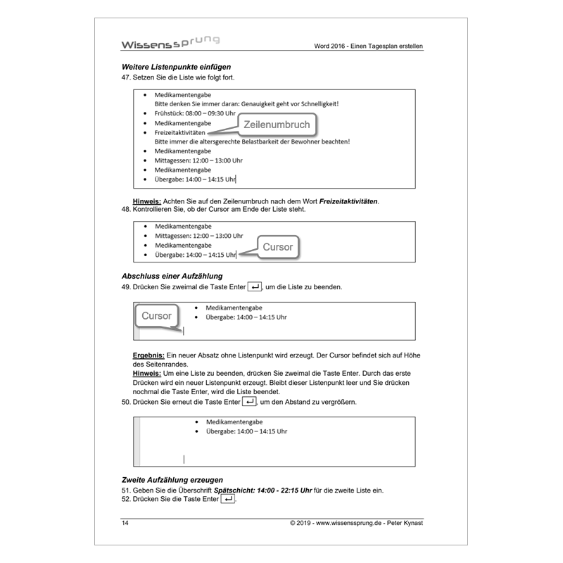 Word 2016 - Einen Tagesplan erstellen - Anleitung - S0109-P – Bild 4