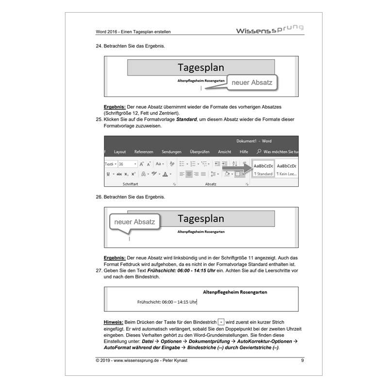 Word 2016 - Einen Tagesplan erstellen - Anleitung - S0109-P – Bild 3