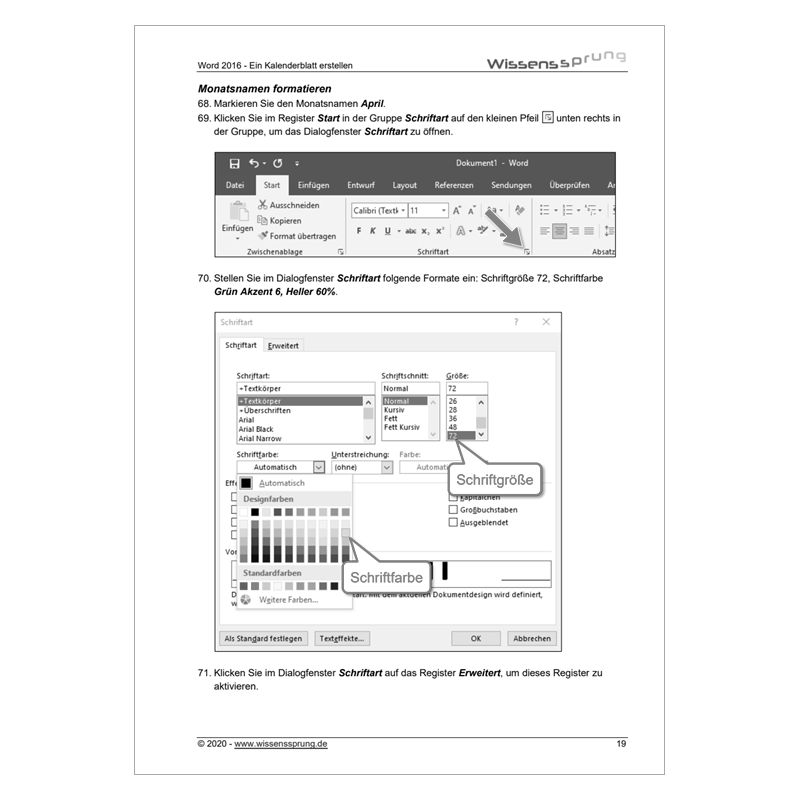 Word 2016 - Ein Kalenderblatt erstellen - Anleitung - S0113-P – Bild 4
