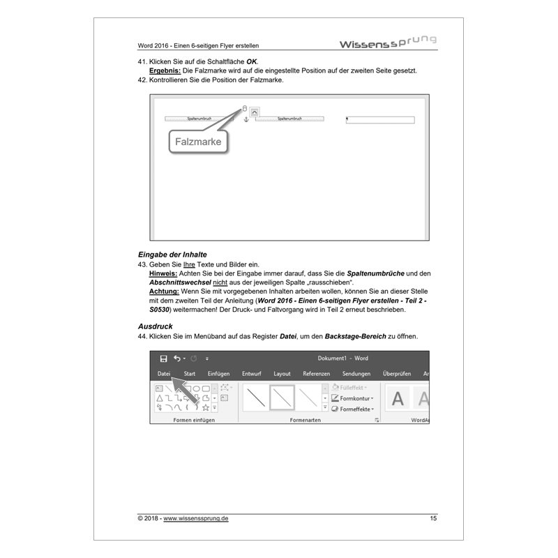 Word 2016 - Einen 6-seitigen Flyer erstellen - Teil 1 - Anleitung - S0115-P – Bild 4
