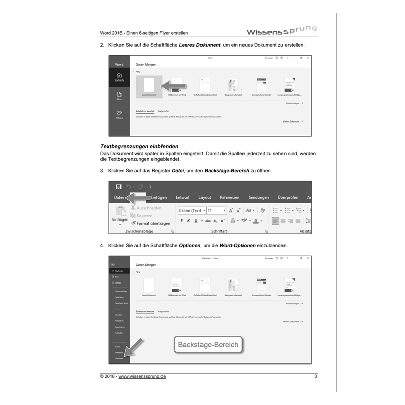 Word 2016 - Einen 6-seitigen Flyer erstellen - Teil 1 - Anleitung - S0115-P – Bild 2