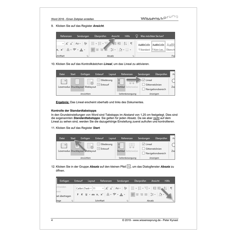 Word 2016 - Einen Zeitplan erstellen - Anleitung - S0195-P – Bild 2