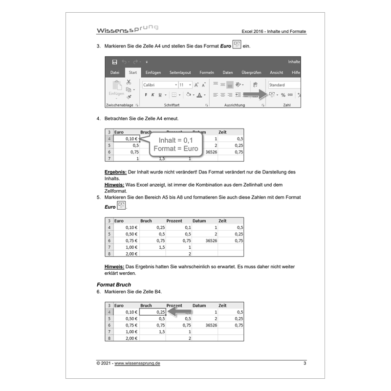 Excel 2016 - Inhalte und Formate - Anleitung - S0198-P – Bild 2