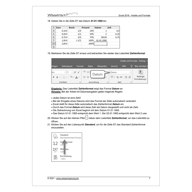 Excel 2016 - Inhalte und Formate - Anleitung - S0198-P – Bild 3