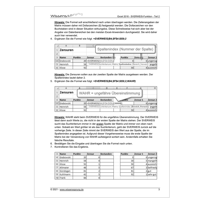 Excel 2016 - SVERWEIS-Funktion - Teil 2 - Anleitung - S0201-P – Bild 3