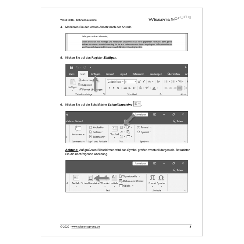 Word 2016 - Mit Schnellbausteinen arbeiten - Anleitung - S0223-P – Bild 2