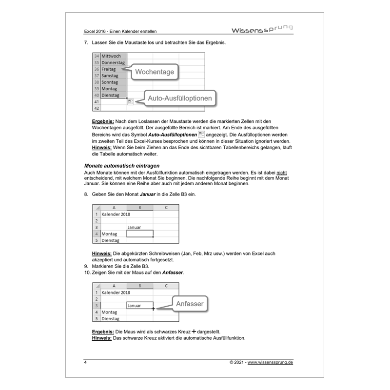 Excel 2016 - Einen Kalender erstellen - Anleitung - S0224-P – Bild 2