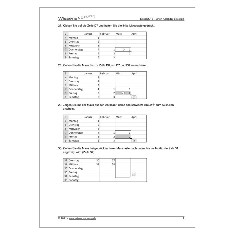 Excel 2016 - Einen Kalender erstellen - Anleitung - S0224-P – Bild 3