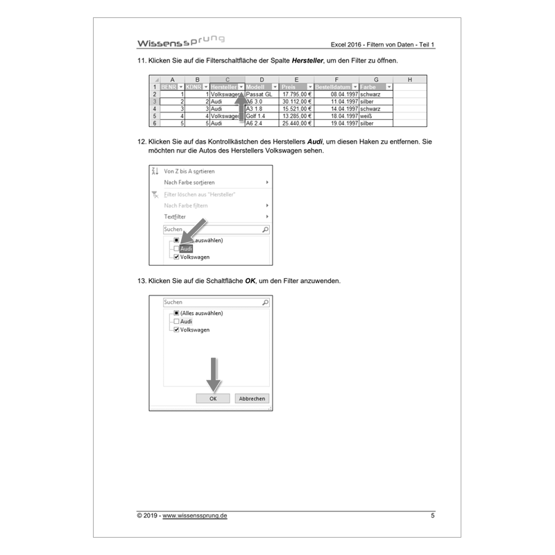 Excel 2016 - Filtern von Daten - Teil 1 - Anleitung - S0227-P – Bild 3