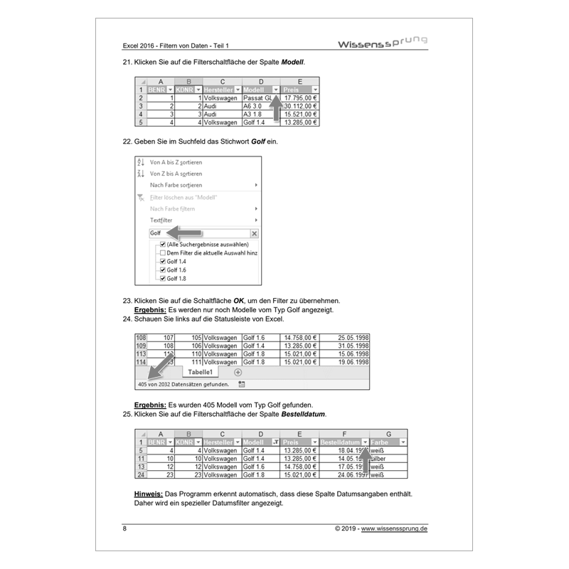 Excel 2016 - Filtern von Daten - Teil 1 - Anleitung - S0227-P – Bild 4