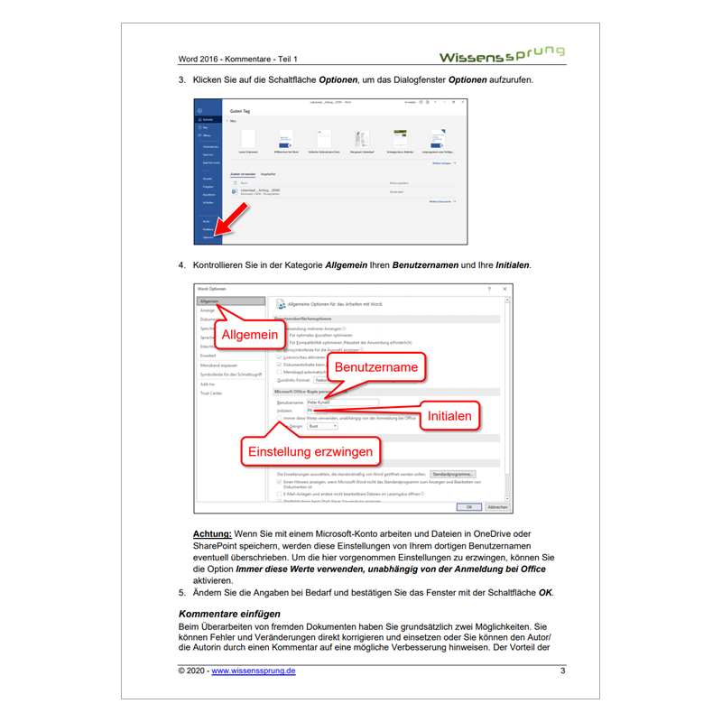 Word 2016 - Kommentare - Teil 1 - Anleitung - S0365-P – Bild 4