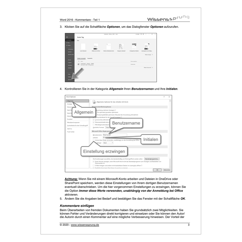 Word 2016 - Kommentare - Teil 1 - Anleitung - S0365-P – Bild 2