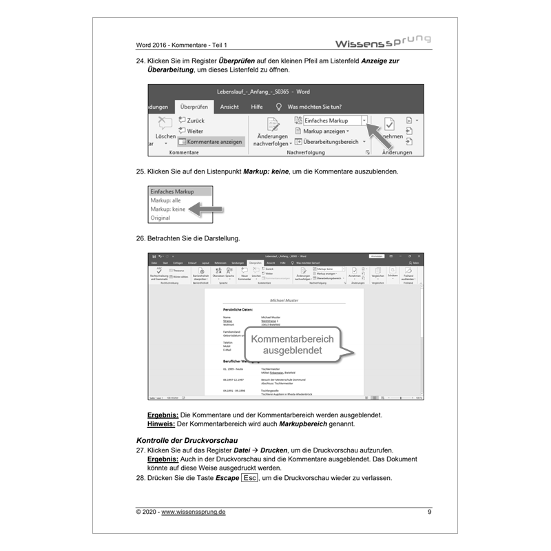 Word 2016 - Kommentare - Teil 1 - Anleitung - S0365-P – Bild 5
