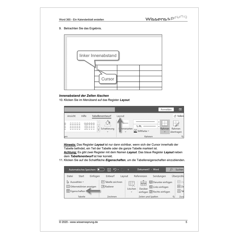 Word 365 - Ein Kalenderblatt erstellen - Anleitung - S0383-P – Bild 2