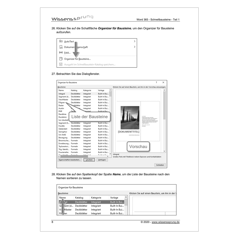 Word 365 - Mit Schnellbausteinen arbeiten - Anleitung - S0392-P – Bild 3