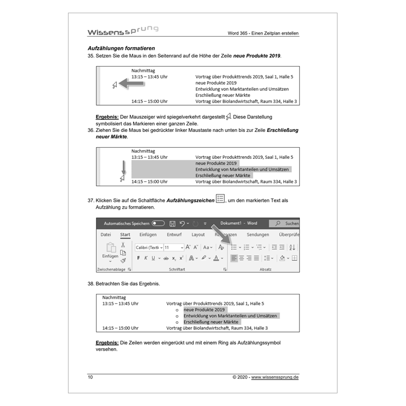 Word 365 - Einen Zeitplan erstellen - Anleitung - S0394-P – Bild 3