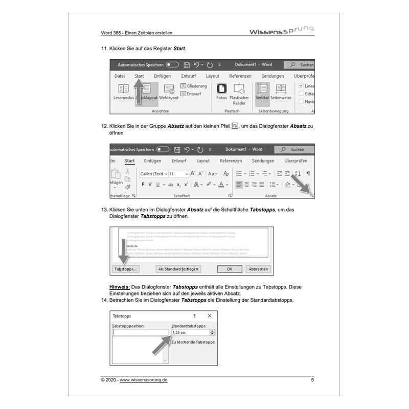 Word 365 - Einen Zeitplan erstellen - Anleitung - S0394-P – Bild 2