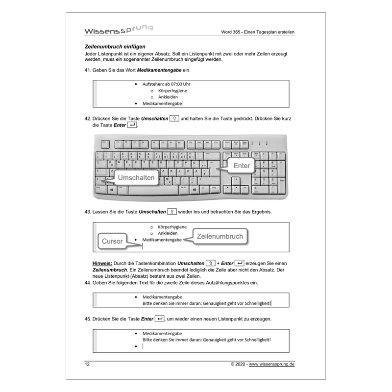Word 365 - Einen Tagesplan erstellen - Anleitung - S0396-P – Bild 4