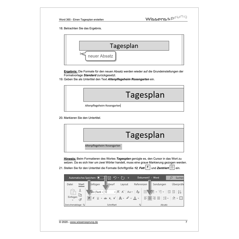 Word 365 - Einen Tagesplan erstellen - Anleitung - S0396-P – Bild 3