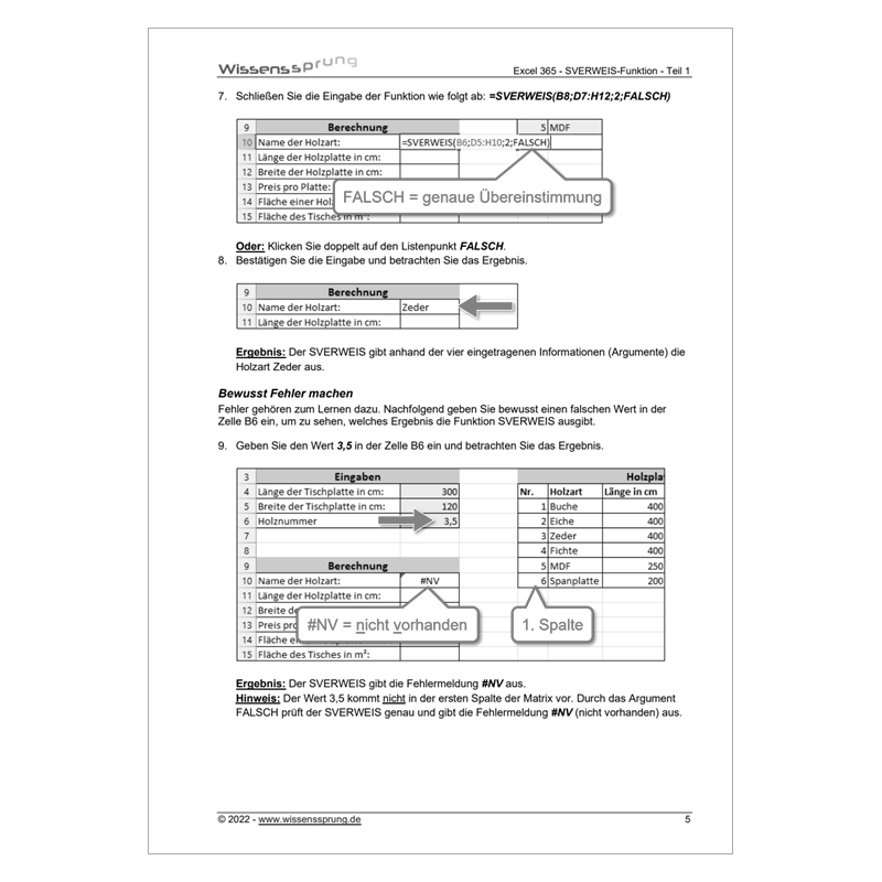 Excel 365 - SVERWEIS-Funktion - Teil 1 - Tischplatten kalkulieren - Anleitung - S0500-P – Bild 4