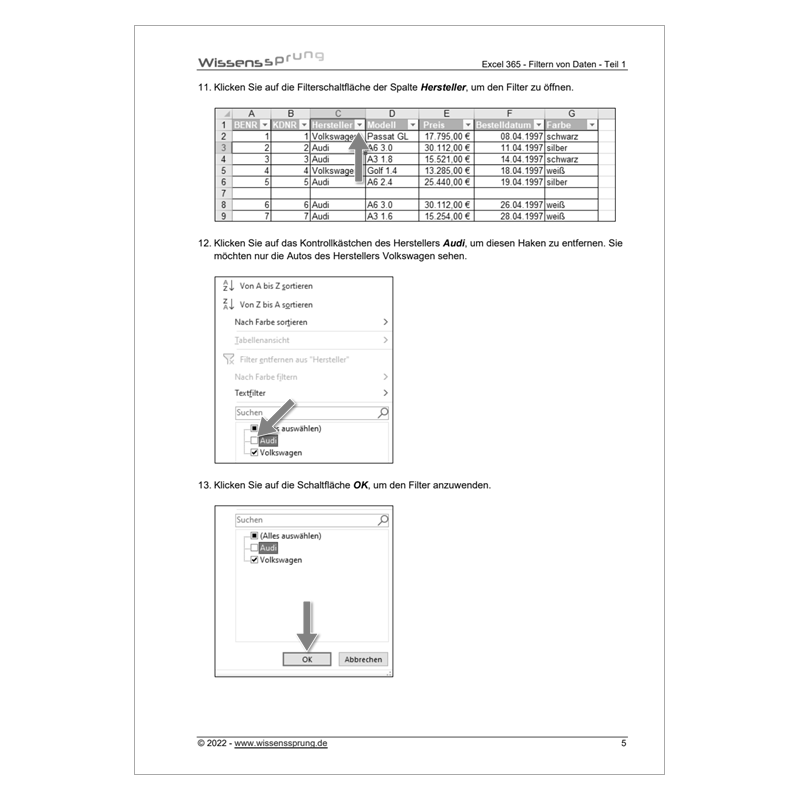 Excel 365 - Filtern von Daten - Teil 1 - Anleitung - S0506-P – Bild 3
