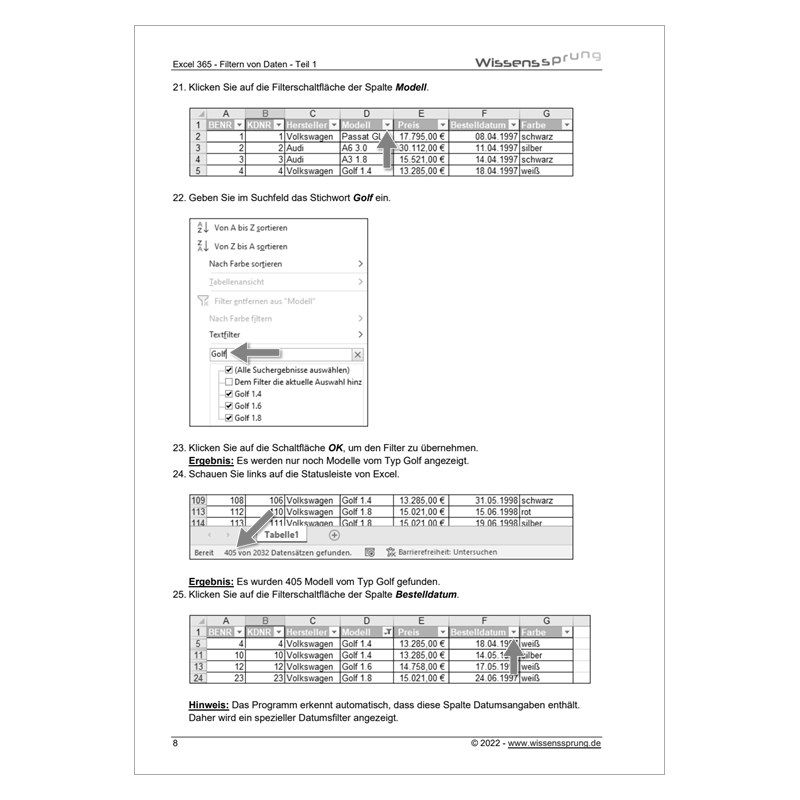 Excel 365 - Filtern von Daten - Teil 1 - Anleitung - S0506-P – Bild 4