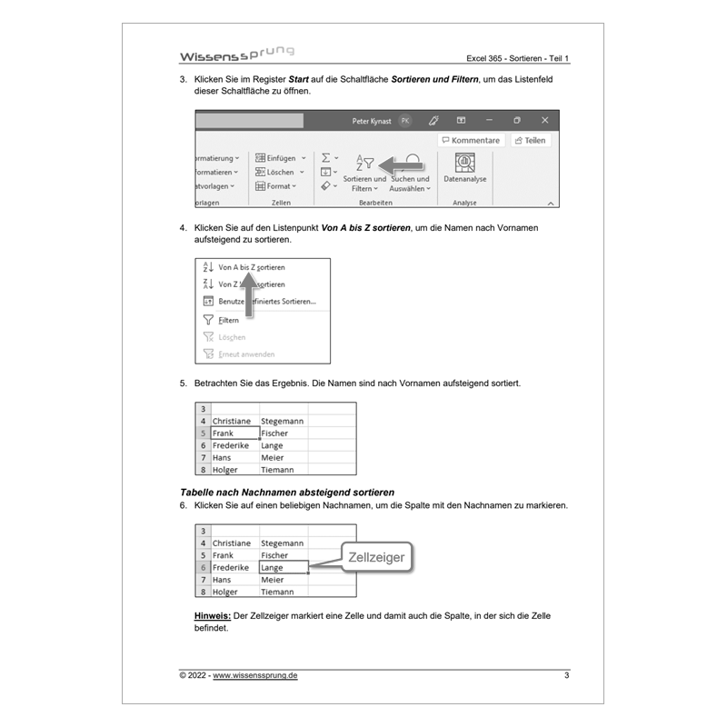 Excel 365 - Sortieren - Teil 1 - Anleitung - S0508-P – Bild 2