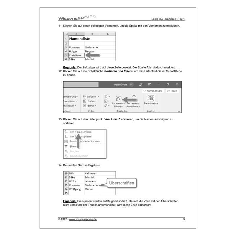 Excel 365 - Sortieren - Teil 1 - Anleitung - S0508-P – Bild 3