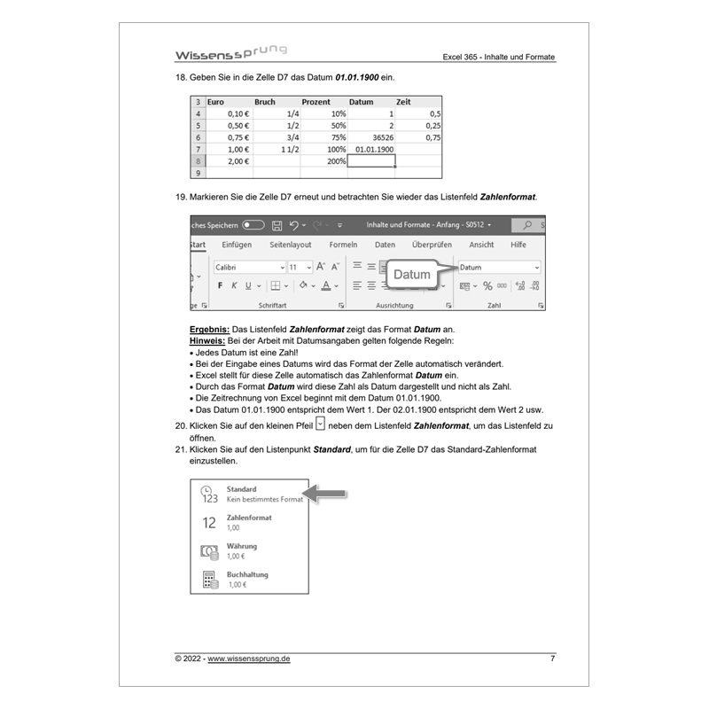 Excel 365 - Inhalte und Formate - Anleitung - S0512-P – Bild 3