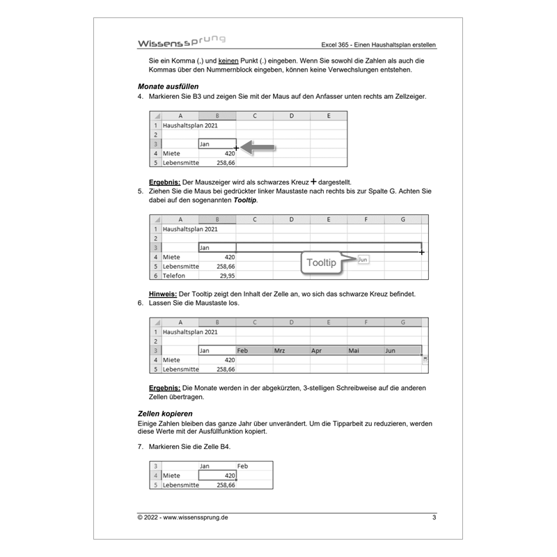 Excel 365 - Einen Haushaltsplan erstellen - Anleitung - S0516-P – Bild 2