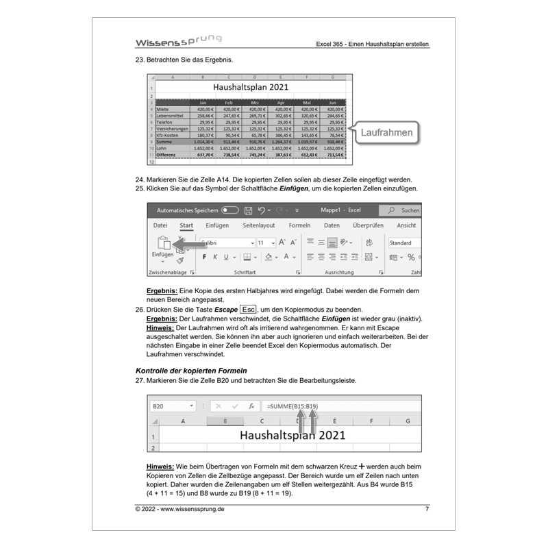 Excel 365 - Einen Haushaltsplan erstellen - Anleitung - S0516-P – Bild 4