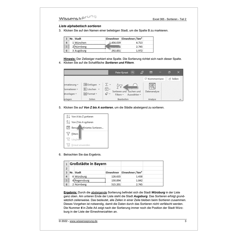 Excel 365 - Sortieren - Teil 2 - Anleitung - S0522-P – Bild 2
