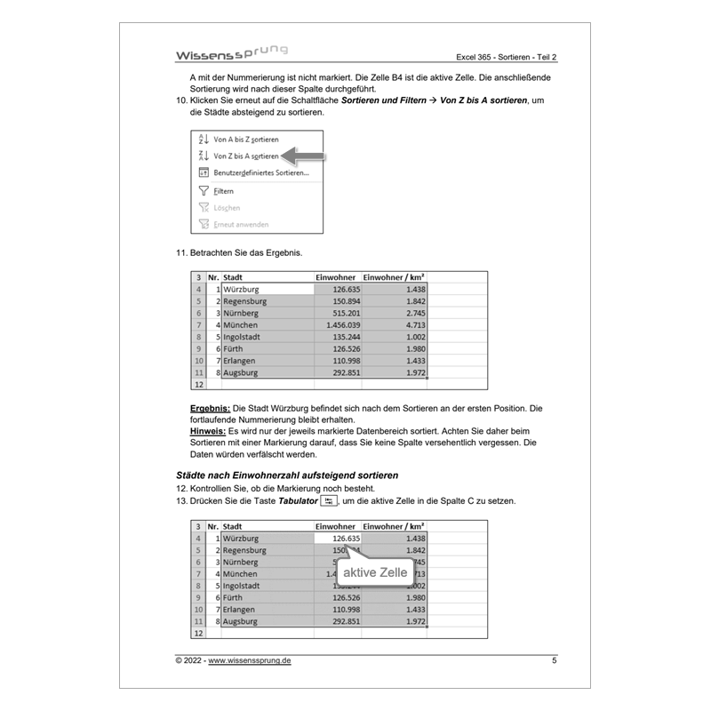 Excel 365 - Sortieren - Teil 2 - Anleitung - S0522-P – Bild 3