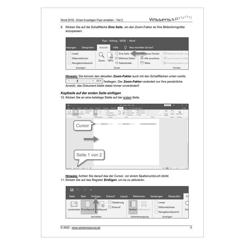 Word 2016 - Einen 6-seitigen Flyer erstellen - Teil 2 - Anleitung - S0530-P – Bild 2