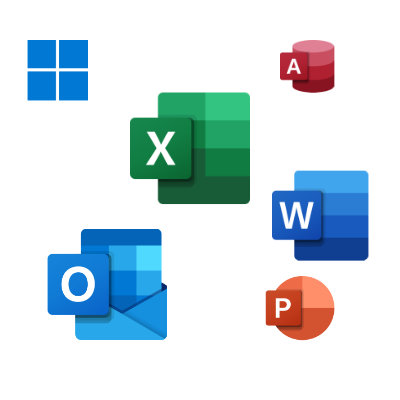 Microsoft Windows, Word, Excel, PowerPoint, Outlook und Access
